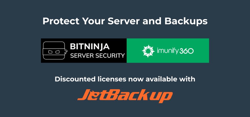 JetApps's tweet photo. Utilize the power of @bitninjaio & @imunify360 to secure and lock your backups with #jetbackup seamless integration.
https://t.co/TdQaj1pyCM https://t.co/C8AHMSypbe