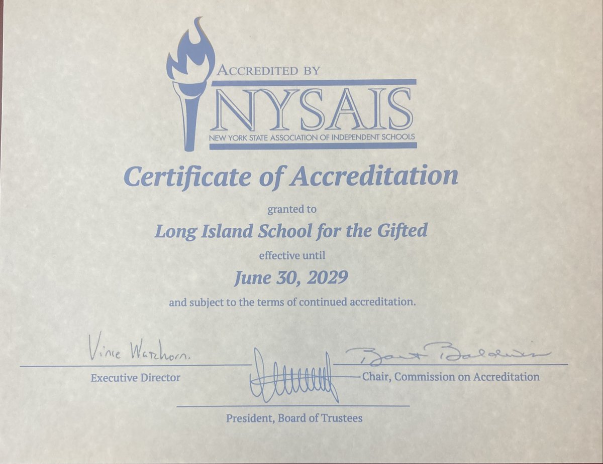 Congratulations to the Long Island School for the Gifted on successfully completing their recent reaccreditation process!
#AccreditationSuccess #LISG #EducationMilestone #lisgpride #gifted #acceleratedlearning #NYSAIS