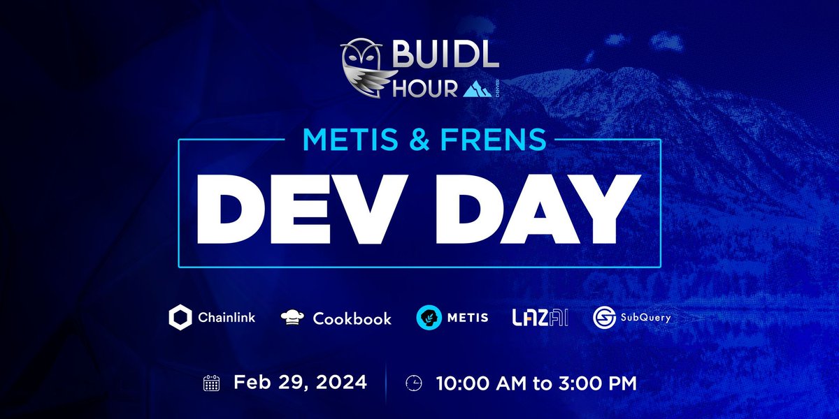 BUIDL Hour returns to Denver 🏔️⛷️! Join @Quantic___, @chainlink, @cookbook_dev, @SubQueryNetwork & @lazailabs for blockchain workshops. 🧠 Dev or beginner, boost creativity with peers. 🧑‍💻 ⏰ 10 AM - 3 PM 📅 Feb 29 🔗 buff.ly/3SHM8w4