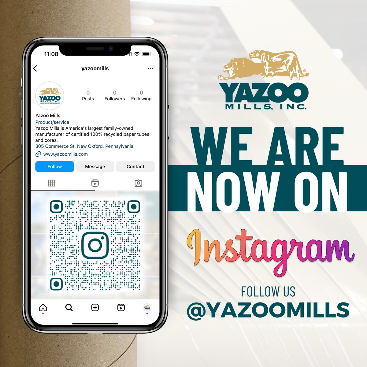 We’re officially on #Instagram! 🥳
Follow us @yazoomills for behind-the-scenes clips, exclusive peeks, employee highlights, product insights, and more exciting news!
#yazoomills #papertubes #papercores #instagram #manufacturer #americanmade #converting #packagingsolutions