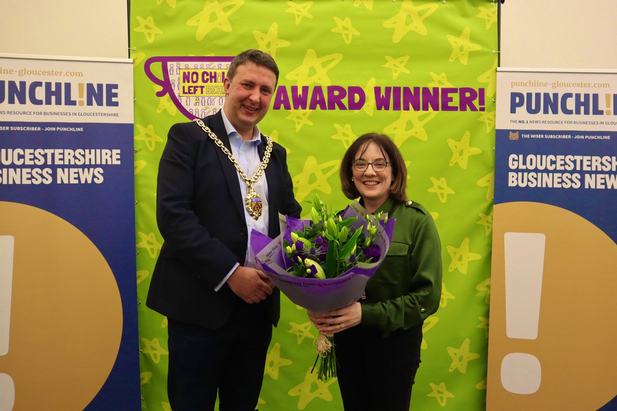 JemimaL's tweet photo. What a night at #NCLBAwards2023 . Wonderful surprise at my last No Child Left Behind #awards ceremony to receive a big thank you from Camilla and flowers from the @CheltenhamMayor 💐😊 https://t.co/pO28Sq7cA0