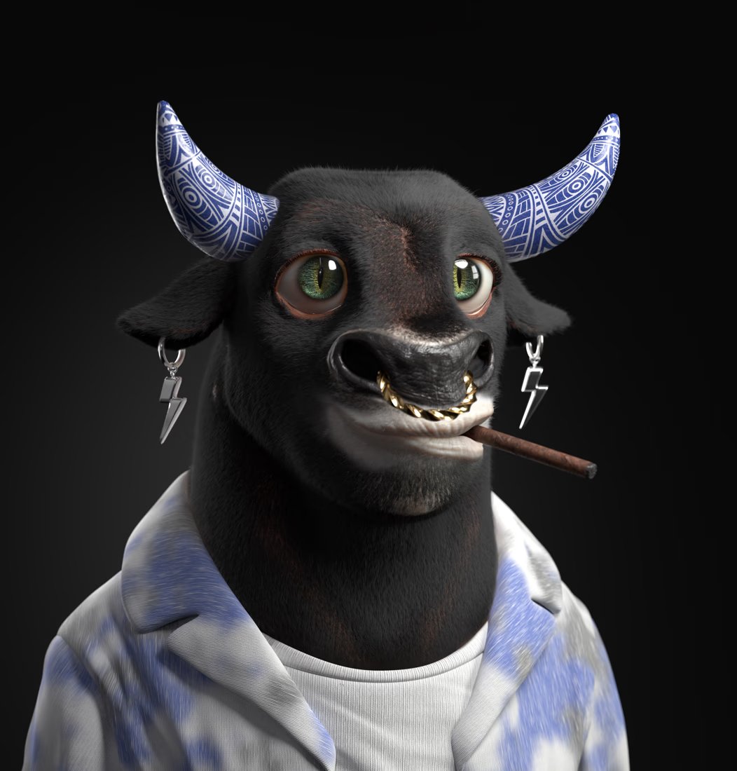 kwhizza's tweet photo. on January 21st, I posted a manifestation that I would own this bull THIS YEAR , Well, @bullishpunk made me a trade no one would refuse, and this bad boy is HOME FOR GOOD!! This is me, I am my Bull. 
@gm3_markets #BeABull #BullForLife #CannaKing #1Herd1Motion
