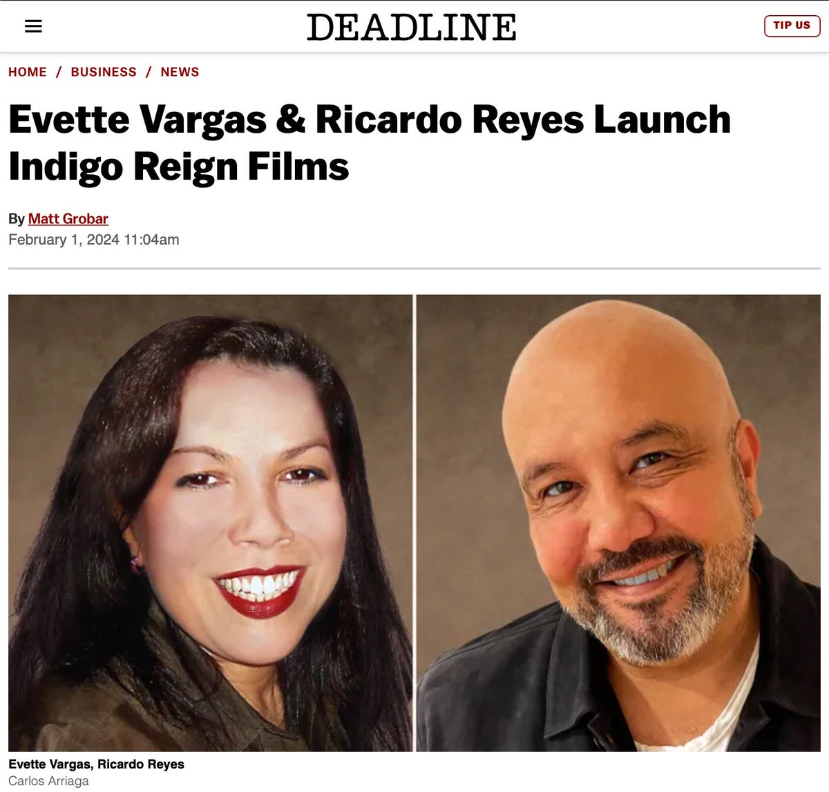 Checkout our announcement in <a href="/DEADLINE/">Deadline</a>. We're excited to tell elevated, multicultural genre stories with social impact.

IndigoReign.Films 
<a href="/theevettevargas/">Evette Vargas</a> #RicardoReyes
<a href="/supacrucial/">The Angel</a> #noahwaters #jimmyvelarde 

deadline.com/2024/02/evette…