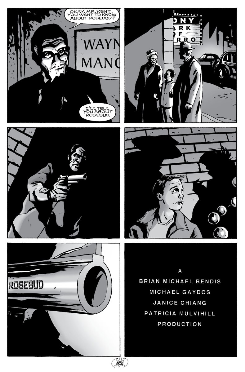 'Citizen Wayne' (2000); art by Michael Gaydos and Trish Mulvihill

The first Batman story written by Brian Michael Bendis <a href="/BRIANMBENDIS/">BRIAN MICHAEL BENDIS</a>
Letters by Janice Chiang