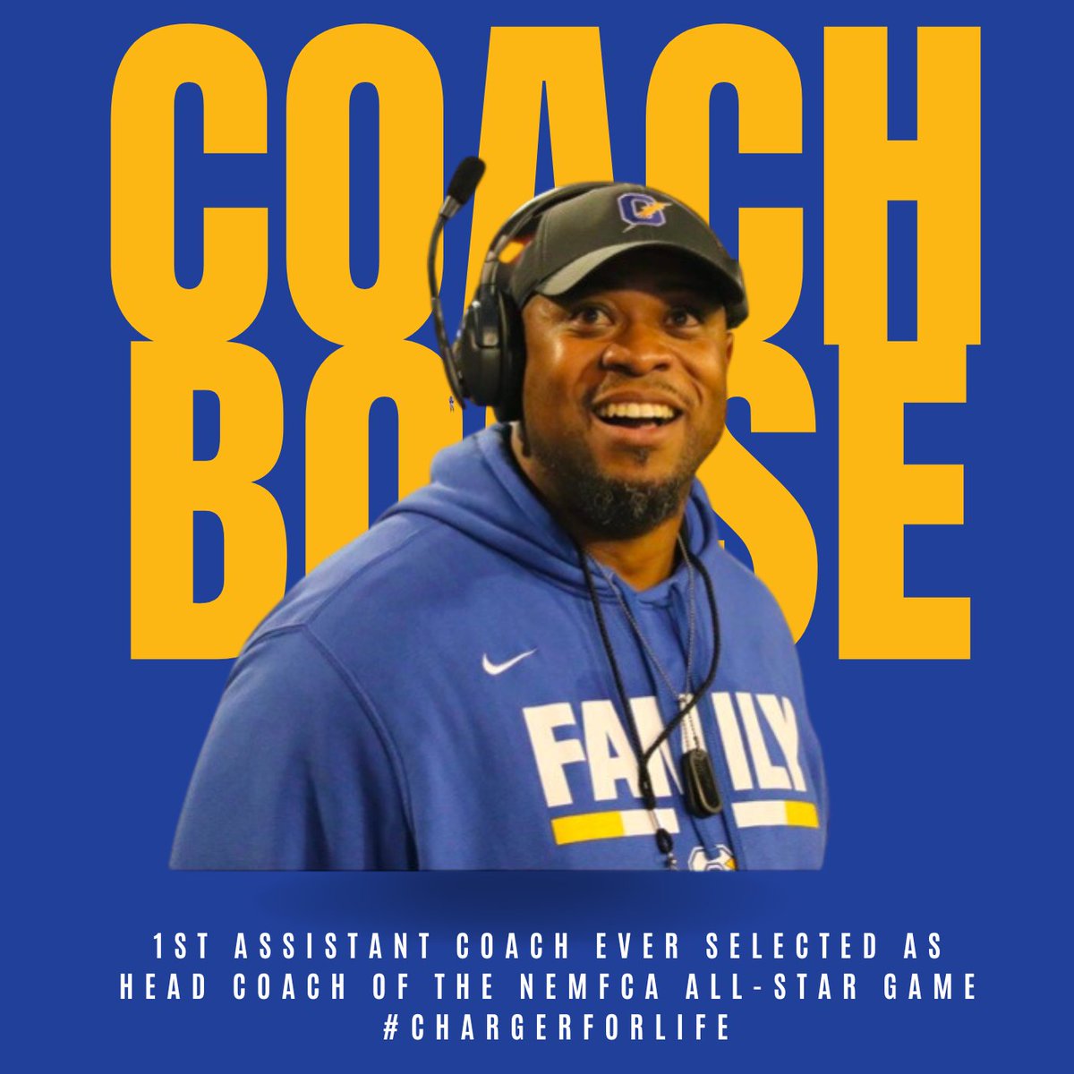 𝗛𝗶𝘀𝘁𝗼𝗿𝗶𝗰.

<a href="/BooseIssac/">Coach Issac Boose</a> selected as Head Coach of the North Team in the <a href="/NEMFCA2013/">Northeast Mississippi Football Coaches Assn.</a> All-Star Game!

#chargerforlife x #NorthSide