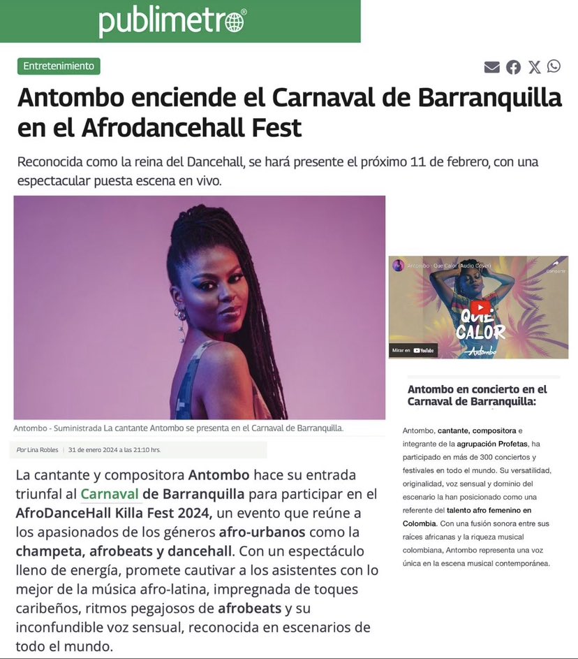 Antombo <a href="/Antombo/">Antombo Langangui</a> enciende el Carnaval de Barranquilla en el Afrodancehall Fest publimetro.co/entretenimient… vía <a href="/PublimetroCol/">Publimetro Colombia</a> por <a href="/linarobleslujan/">Lina Robles</a>