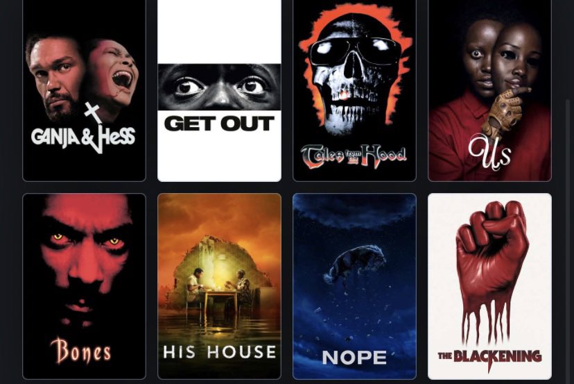 Check out our curated lists on #letterboxd of 80+ Black Horror films & Horror films with Black leads. 
#blackhorror 

boxd.it/sDmLO 
boxd.it/sDmVY