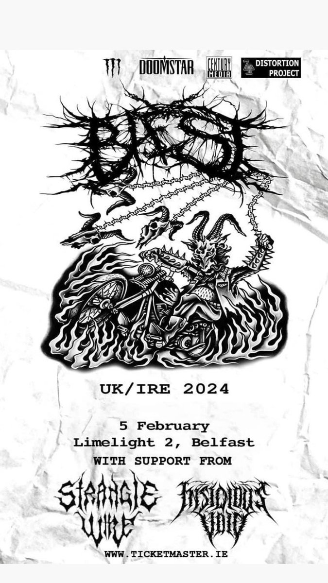 🎯STAGE TIMES FOR MONDAY 5th FEB! 🎟️ Tickets from ticketmaster.ie . Stage times below. Doors 7pm - @LimelightNI 2 Insidious Void: 7.30 - 8.00 Strangle Wire: 8.30 - 9.00 BAEST: 9.30 - 10.30