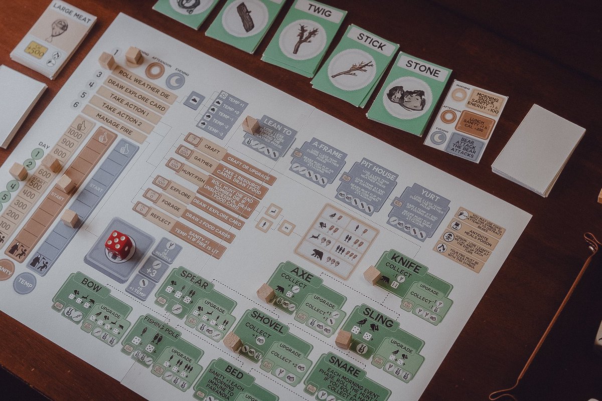 FlowerglassGame's tweet image. Here’s another game we’re bringing to Protospiel MN this weekend (2/2-2/4) at the Hilton Mpls-St. Paul Airport in Bloomington. This game’s called 10 Days Lost, a solo survival game.

#tabletop #boardgame #prototypegame #playtest #gamedesign #protospielmn