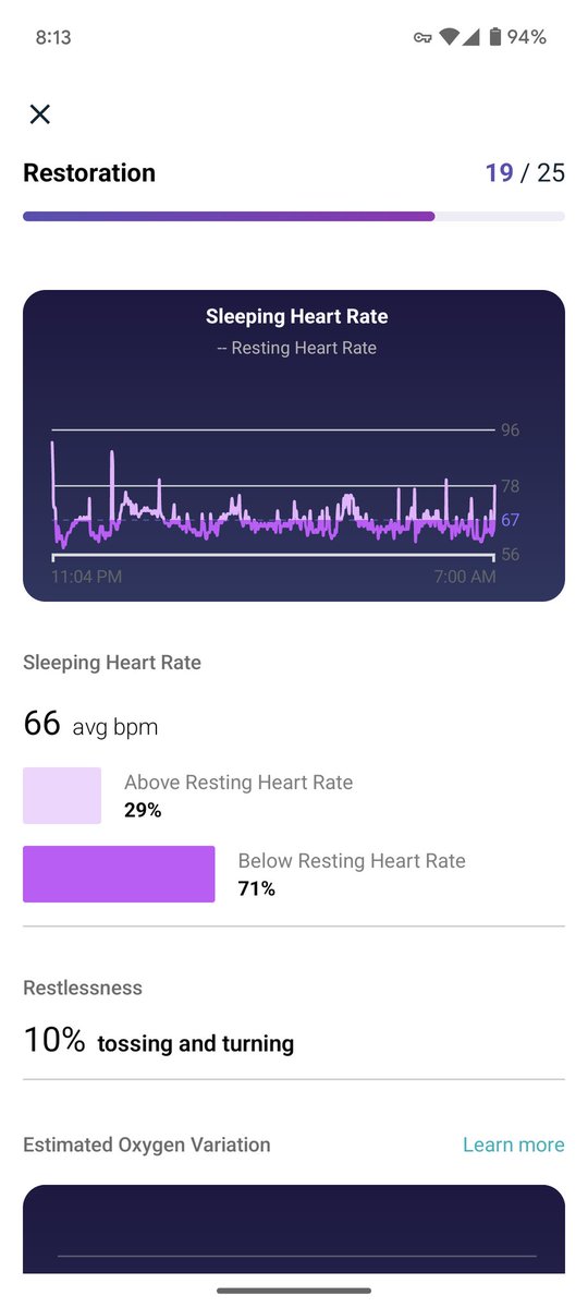 Found this interesting. My heart rate the last 2 nights vs a normal night. Tested Covid+ Tuesday night. Looking back I don't see this happening when I had cold symptoms in December.