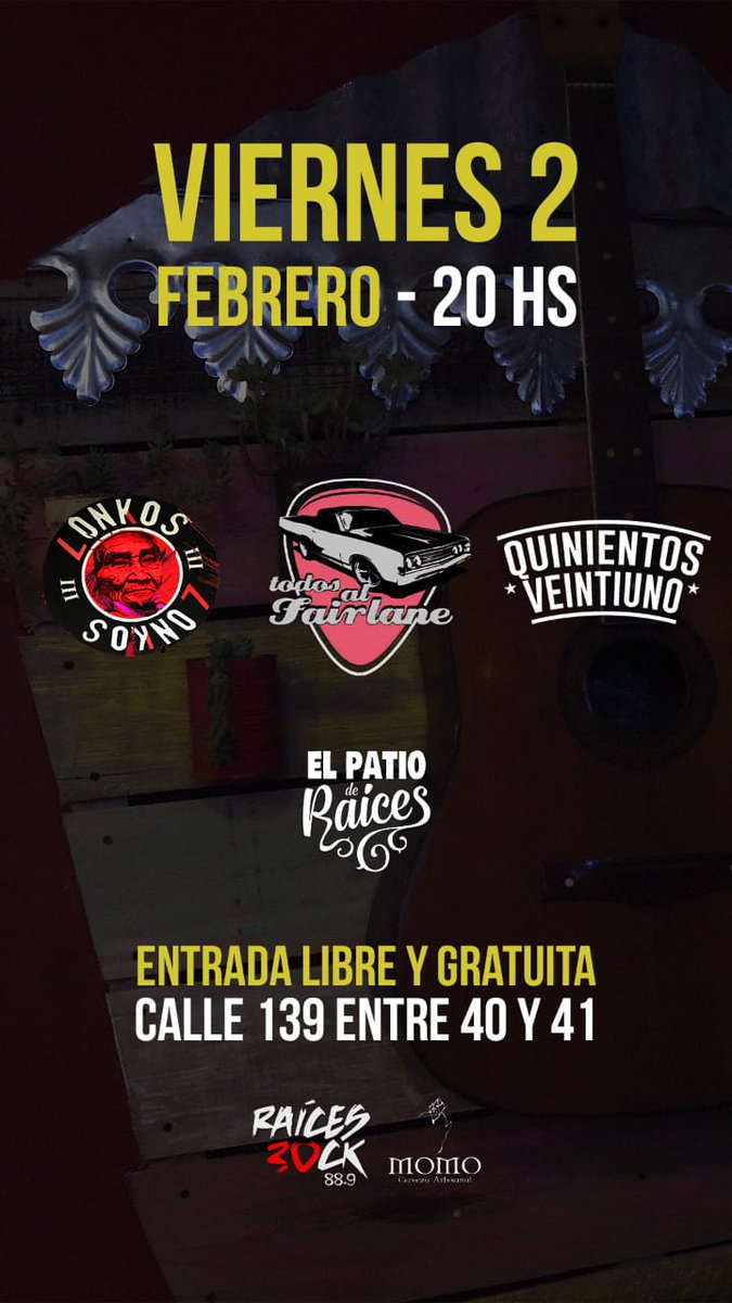 raices_fm's tweet photo. #RaicesInforma | #Cultura
Se viene un fin de semana movidito en el #ElPatioDeRaices.
El viernes #Lonkos , #TodosAlFairlane y #Quinientosveintiuno se presentan en 139 e/ 40 y 41, #LaPlata .
El sábado en tanto es el turno de #Corazones y #LaFeeling.
Domingo #JammDeBlues https://t.co/TnKCHBIEQu