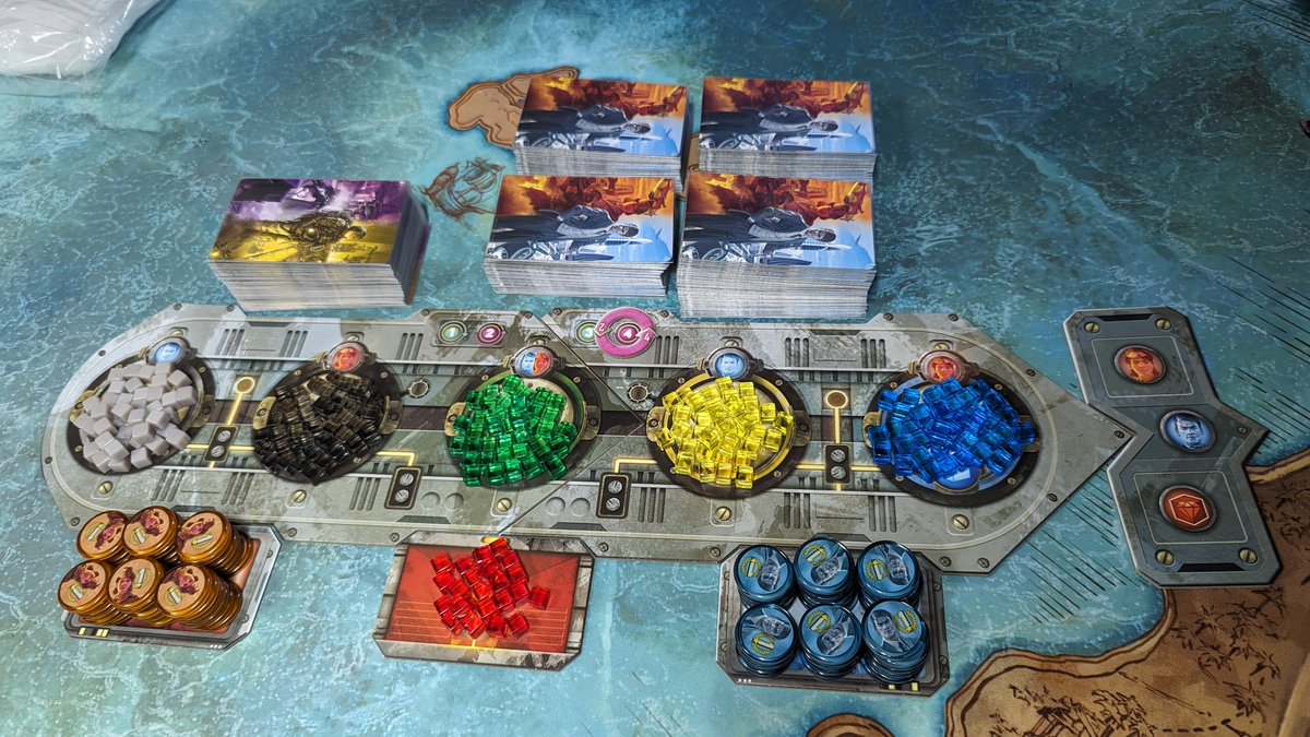 dougmanstew's tweet photo. My daughter and I just finished the War and Peace campaign for It's a Wonderful World. We thoroughly enjoyed it. In one of the games, I was doing really well until my daughter finished Alpha Centauri, The Wall, and the Artificial Sun all in the last round of the game...amazing!! https://t.co/qVuLa1JmR3