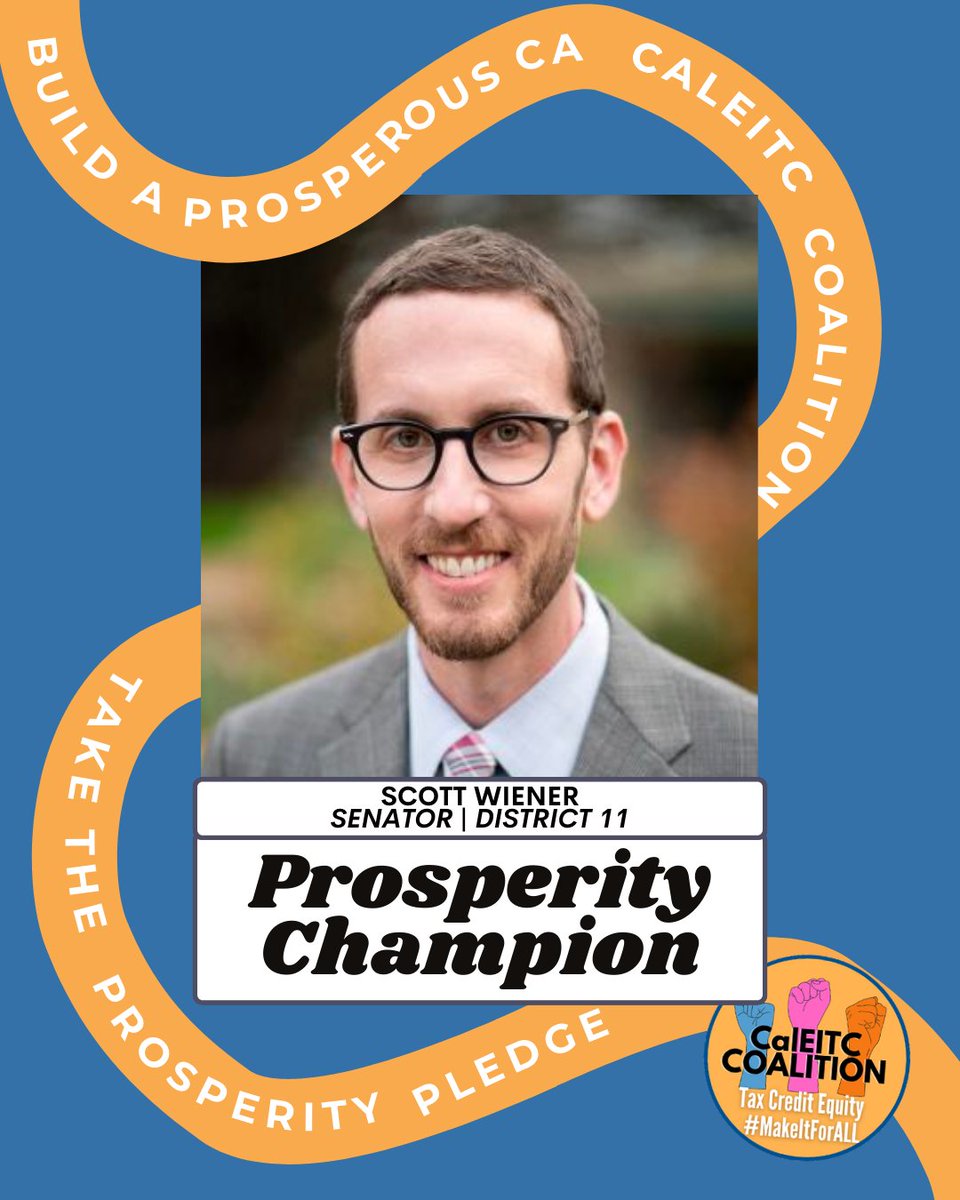 ProsperCal's tweet photo. Thank you to Senator @Scott_Wiener for championing these programs and signing one to be one of our first #ProsperityChampions. Your leadership is critical to ensuring a prosperous California for all! #CalEITCWeek #CALeg https://t.co/nFrmlFmN8y