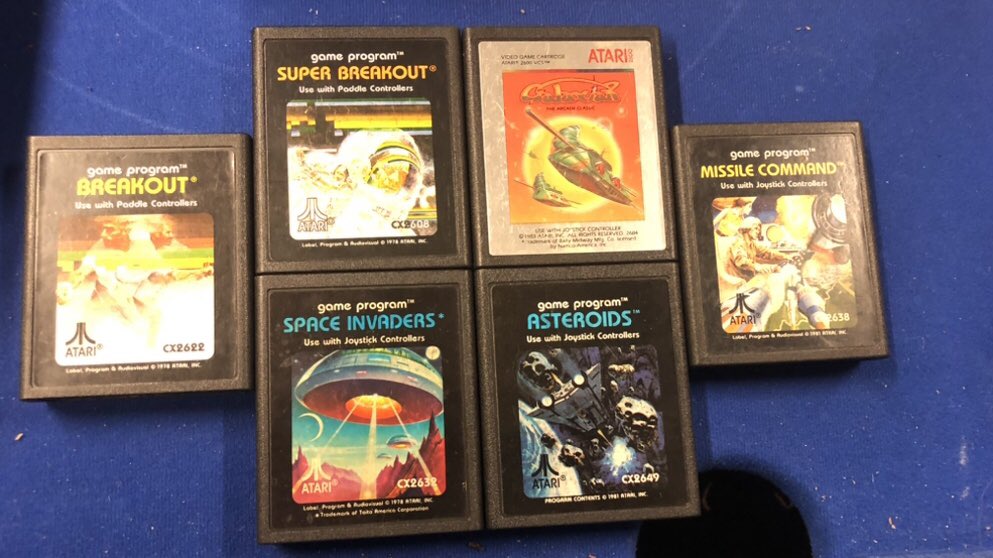 DracoNiburu's tweet photo. Stumbled on to these awesome #Atari games!😎💯😍👾
Nostalgia kicked in hard 🫶💫💯👾
Especially the #SpaceInvaders is king of classics!! 📈🚀💎
#ChildHood #Memories #RealGems #OldSchool #8bit #Vintage https://t.co/9gM0KaHMgf