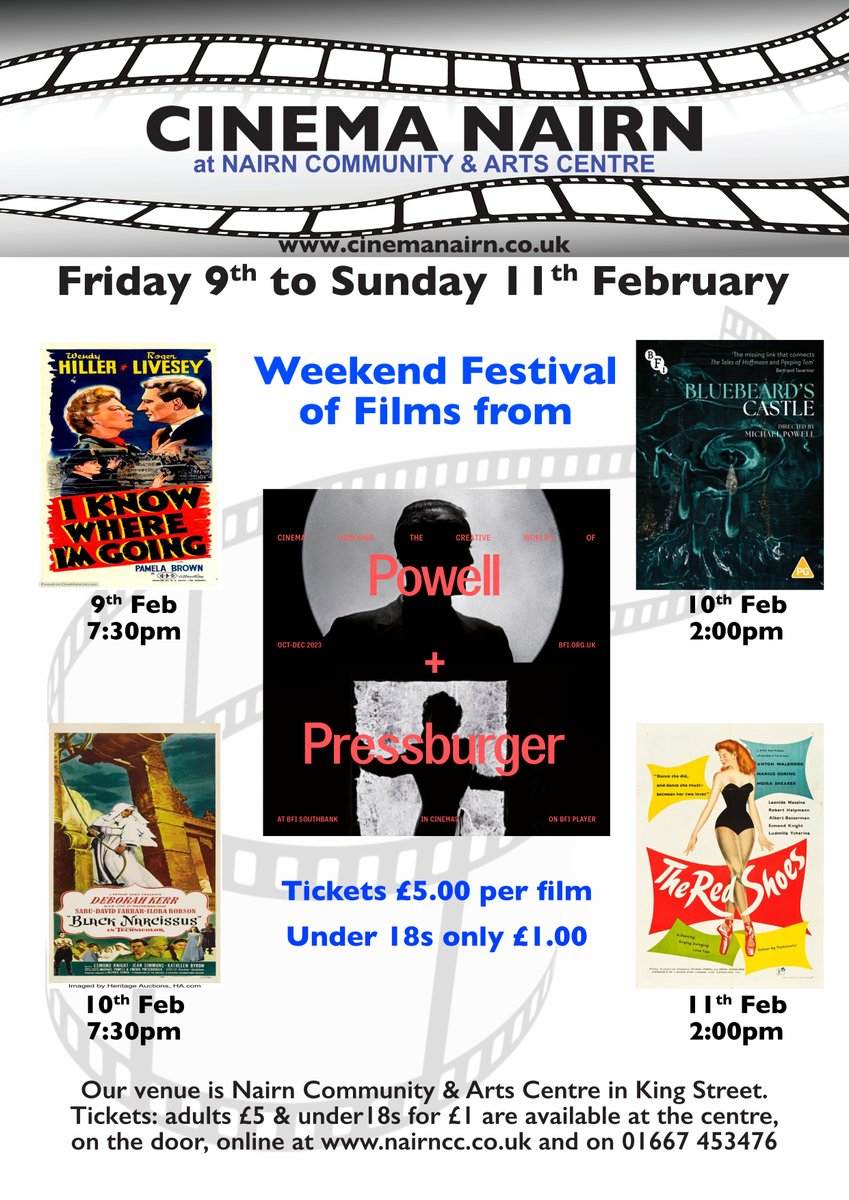 Powell and Pressburger Weekend Festival with Cinema Nairn. Special Festival Deal - see poster for full details. 
cinemanairn.co.uk/copy-of-our-fi…