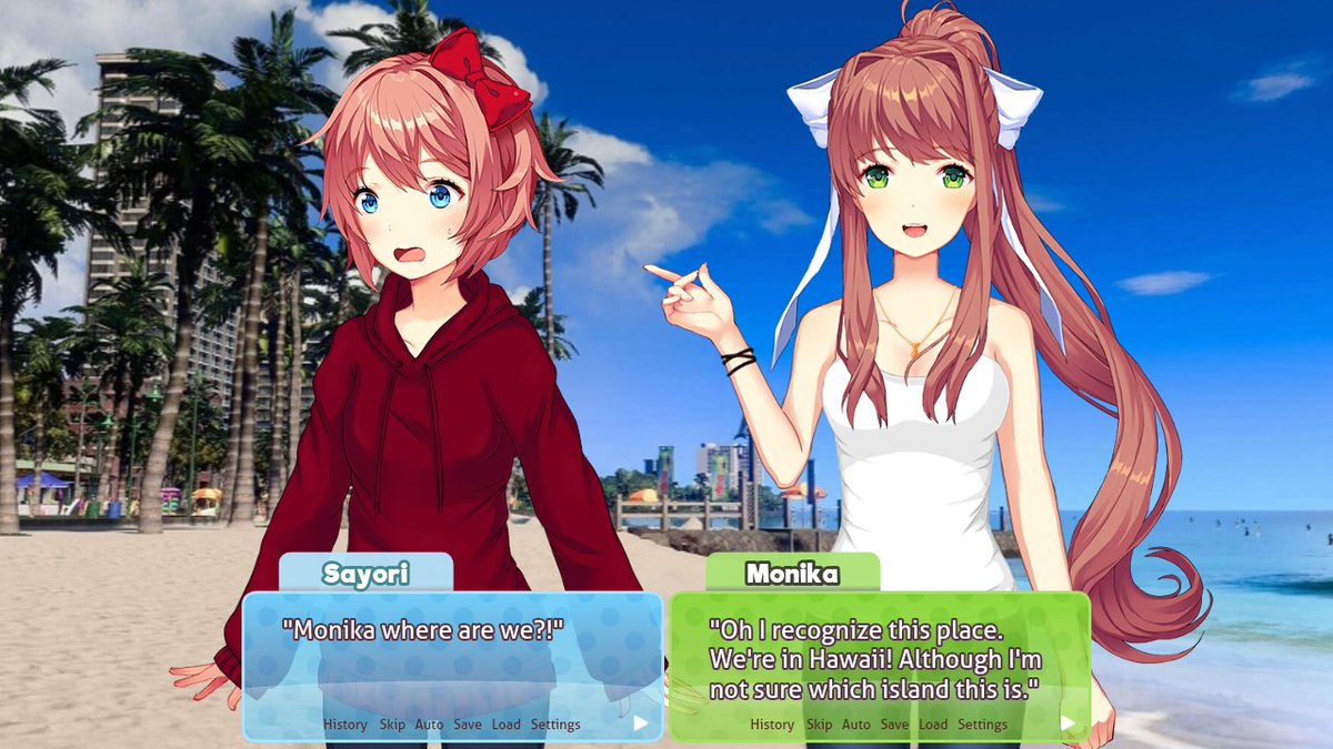 Monikalicious1's tweet photo. We finally found a spot to stay while I fix the spaceroom. Not exactly the most fitting location for winter, but I'm sure Sayori will appreciate the change of scenery~ https://t.co/GpMO3VdTb2