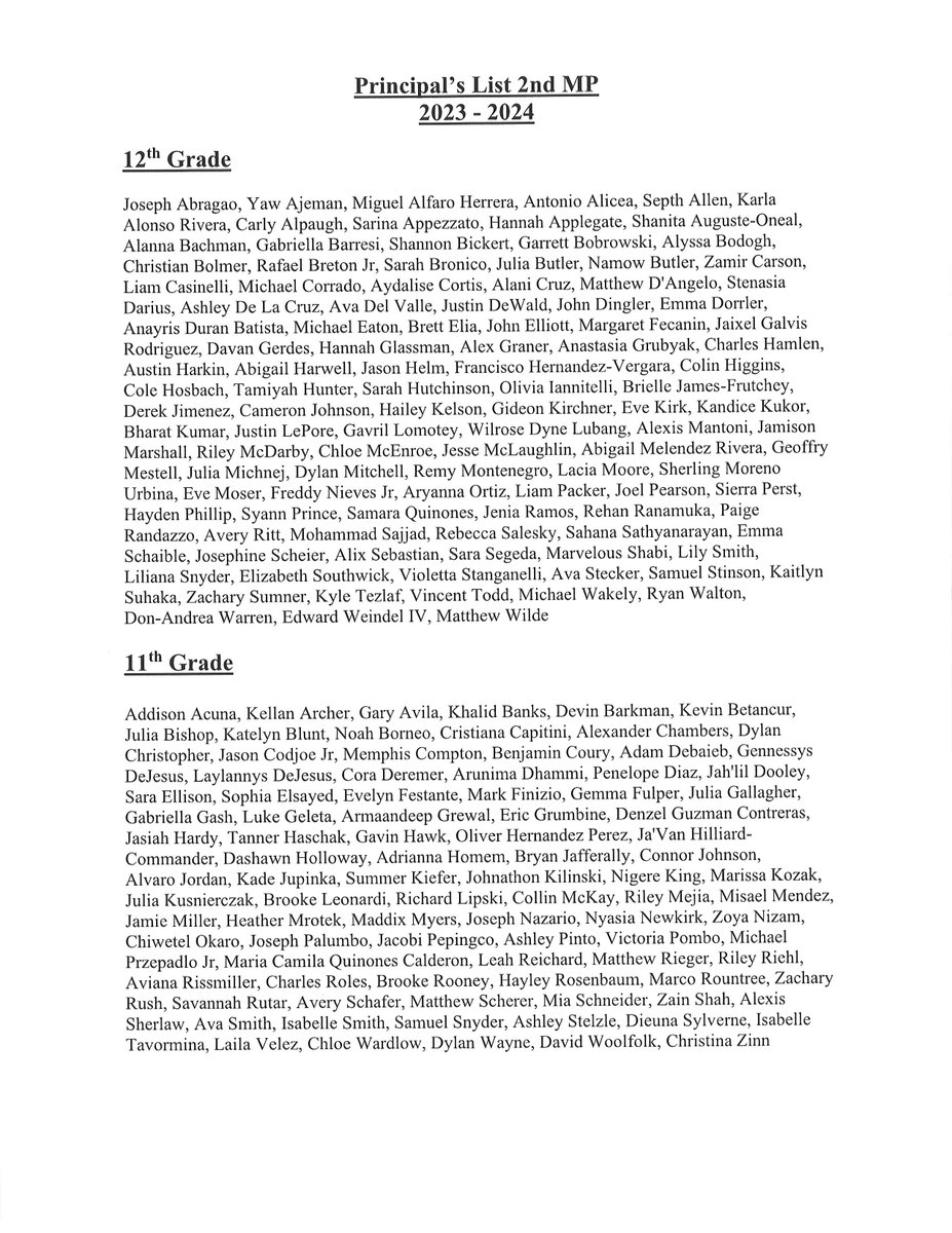 Congratulations to the PHS students who made the Principal's List and Principal's List Distinguished for the 2nd marking period!  👏👏🙌