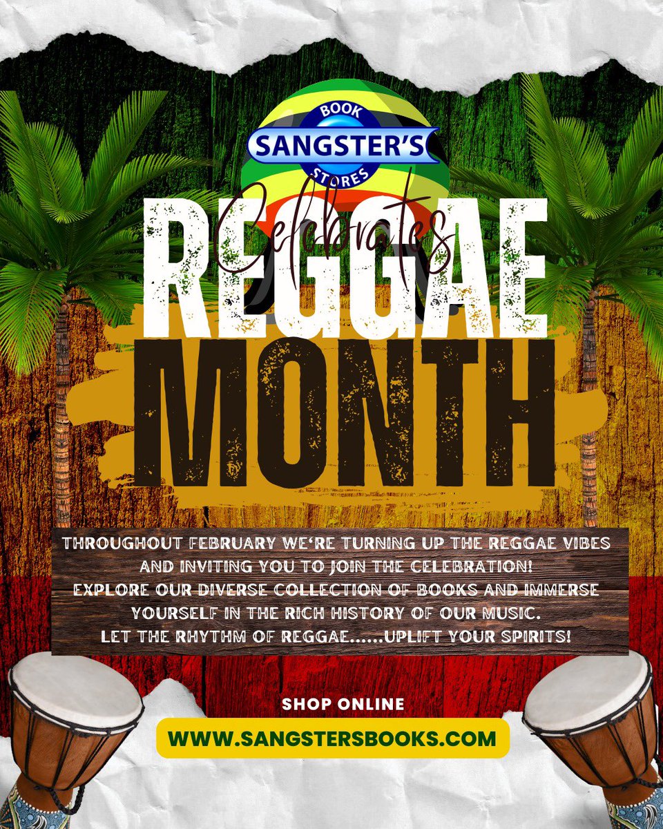 SangstersBooks's tweet photo. Sangsterโs Book Stores wishes everyone a joyful Reggae Month! ๐๐ Stay tuned as we groove into the rhythm of reggae by highlighting books connected to this incredible genre, available for purchase in-store and online๐๐ต#CelebrateReggae #ReggaeBooks https://t.co/PapacQImka