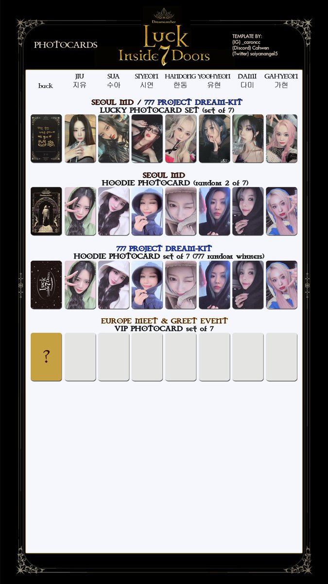 🌑Dreamcatcher 2024 World Tour [Luck Inside 7 Doors] Photocard