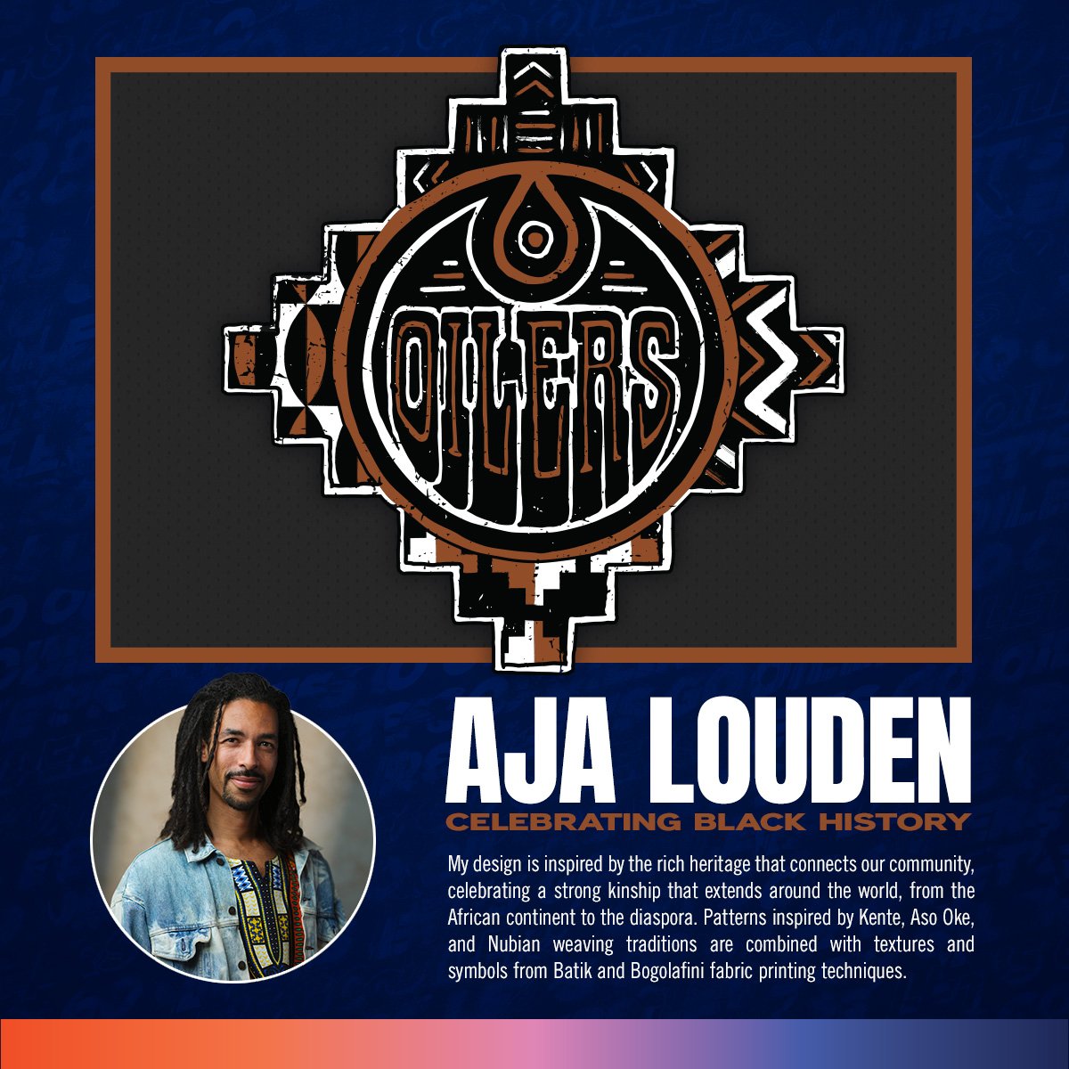 We're excited to host our Black History Celebration on Feb. 21 &amp; recently unveiled our Black History #Oilers logo designed by AJA Louden – inspired by the rich heritage that connects our community &amp; celebrating a strong kinship that extends around the world. #BlackHistoryMonth