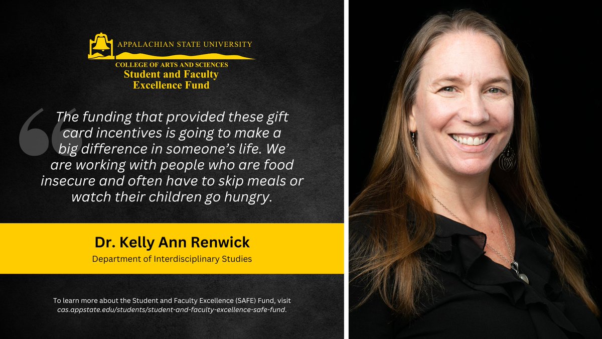 AppStateCAS's tweet photo. Today's #SAFESpotlight is on Dr. Kelly Ann Renwick, assistant professor in the @appstate Department of Interdisciplinary Studies!
Read more: https://t.co/hn2UzqyiyJ
#AppStateCAS #StudentandFacultyExcellence #iBackAPP https://t.co/nKKisWPTtl