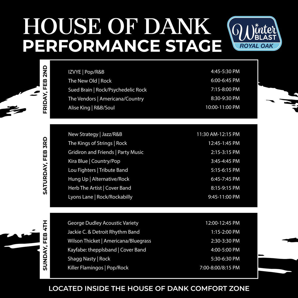 Check out who is going to be performing at the House of Dank Stage over Winter Blast Weekend! <a href="/WinterBlast/">Winter Blast Royal Oak</a> 
#hod #shophod #houseofdank #winterblast #royaloak #detroit