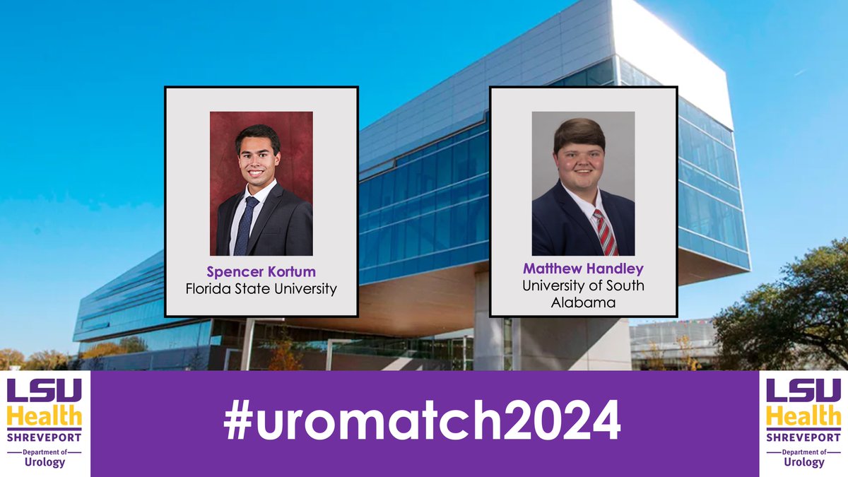 LSU Health Shreveport Urology (@lsuhsurology) on Twitter photo We are THRILLED to match <a href="/KortumSpencer/">Spencer Kortum</a> and <a href="/mattrhandley/">Matthew Handley</a> to our program. Welcome to the family! #AUAMatch #UroMatch #UroSoMe We are THRILLED to match <a href="/KortumSpencer/">Spencer Kortum</a> and <a href="/mattrhandley/">Matthew Handley</a> to our program. Welcome to the family! #AUAMatch #UroMatch #UroSoMe