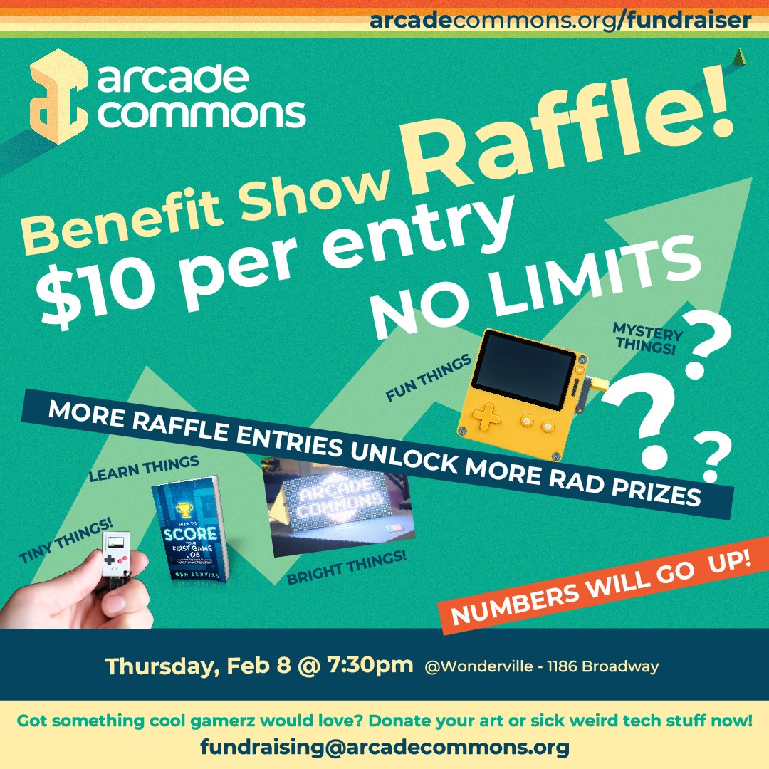 ArcadeCommons's tweet photo. DO YOU LIKE COOL STUFF? WE LIKE COOL STUFF. COME TO OUR BENEFIT SHOW 2/8 AT @WONDERVILLENYC!!!

folks you can win a tattoo?! or a customized mini bodega sign with your choice of words to have flippin' and dippin'! or you can give us rad stuff to auction 👀 https://t.co/kz76n95DeQ
