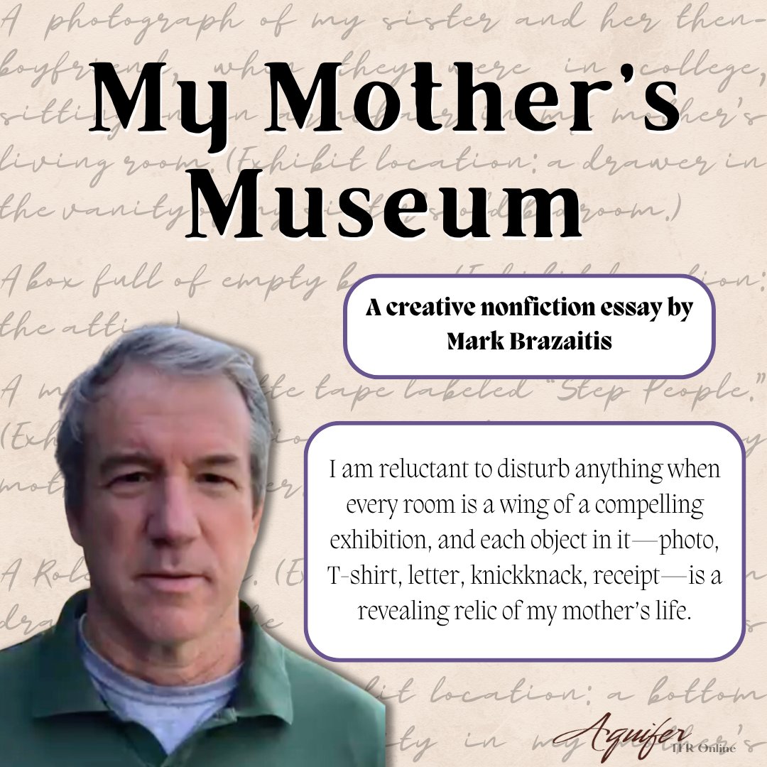 Keep reading "My Mother's Museum"👇
floridareview.cah.ucf.edu/article/my-mot…

<a href="/MarkBrazaitis/">Mark Brazaitis</a> is the author of eight books, including winners of the Iowa Short Fiction Award &amp; the Richard Sullivan Prize. 

#theflreview #AuthorsofTwitter