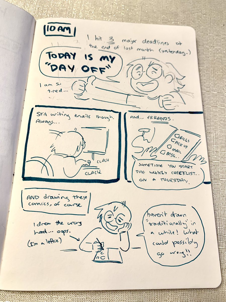 HELLO hourly comic day 2024!! These are going to be low effort as I’m doing them on the fly. Already off to a “strong” start on that front haha!! Sorry for over exposure. i used a pencil that was too dark before deciding to just freehand it #hourlycomicday2024