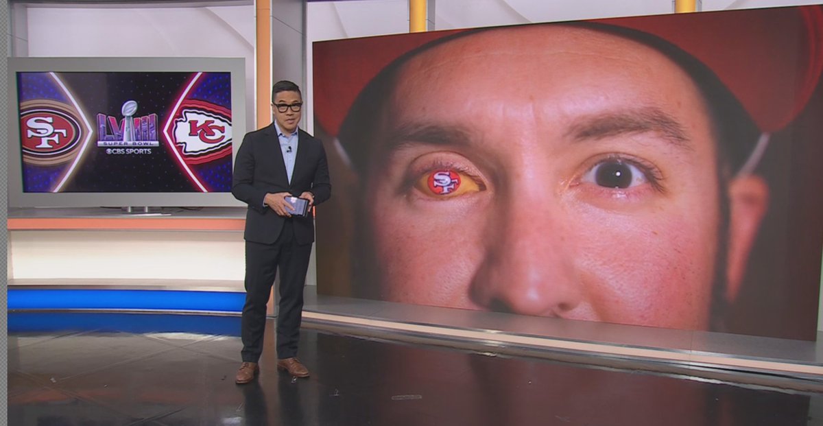 RyanKPIX's tweet photo. Tell me you're the ultimate @49ers fan without having to tell me you are the ultimate #49ers fan.
Meet Ray Pena from Manteca - EYE think we can all SEE he has gone above and beyond for the #49ersfaithful
https://t.co/b3ms7QL11S
#kpix #cbs13 #bangbangninersgang https://t.co/QnuhpTWRw6