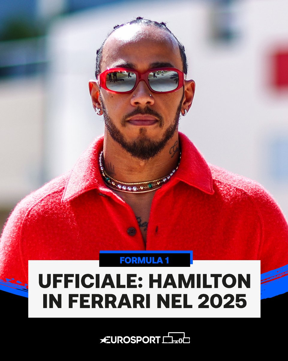 Eurosport_IT's tweet photo. 🚨 UFFICIALE: Dal 2025 Lewis Hamilton sarà un pilota della Ferrari 🐎❤️

#F1 | #Ferrari | #Hamilton | #Formula1 https://t.co/nFw3VrdasH