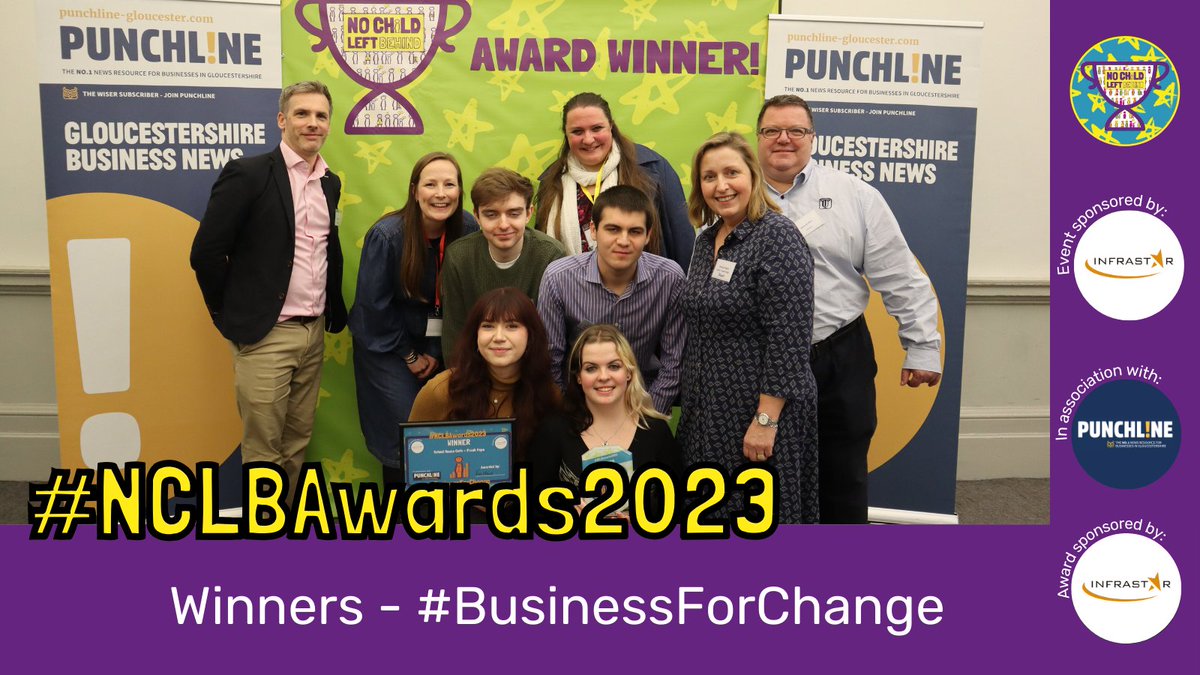 For their incredible work, we are proud to announce that @shccheltenham have won #BusinessForChange! Helping children and young people thrive - Fab work guys! Thank you to our amazing event and award sponsors @Infrastar_uk #NCLBAwards2023