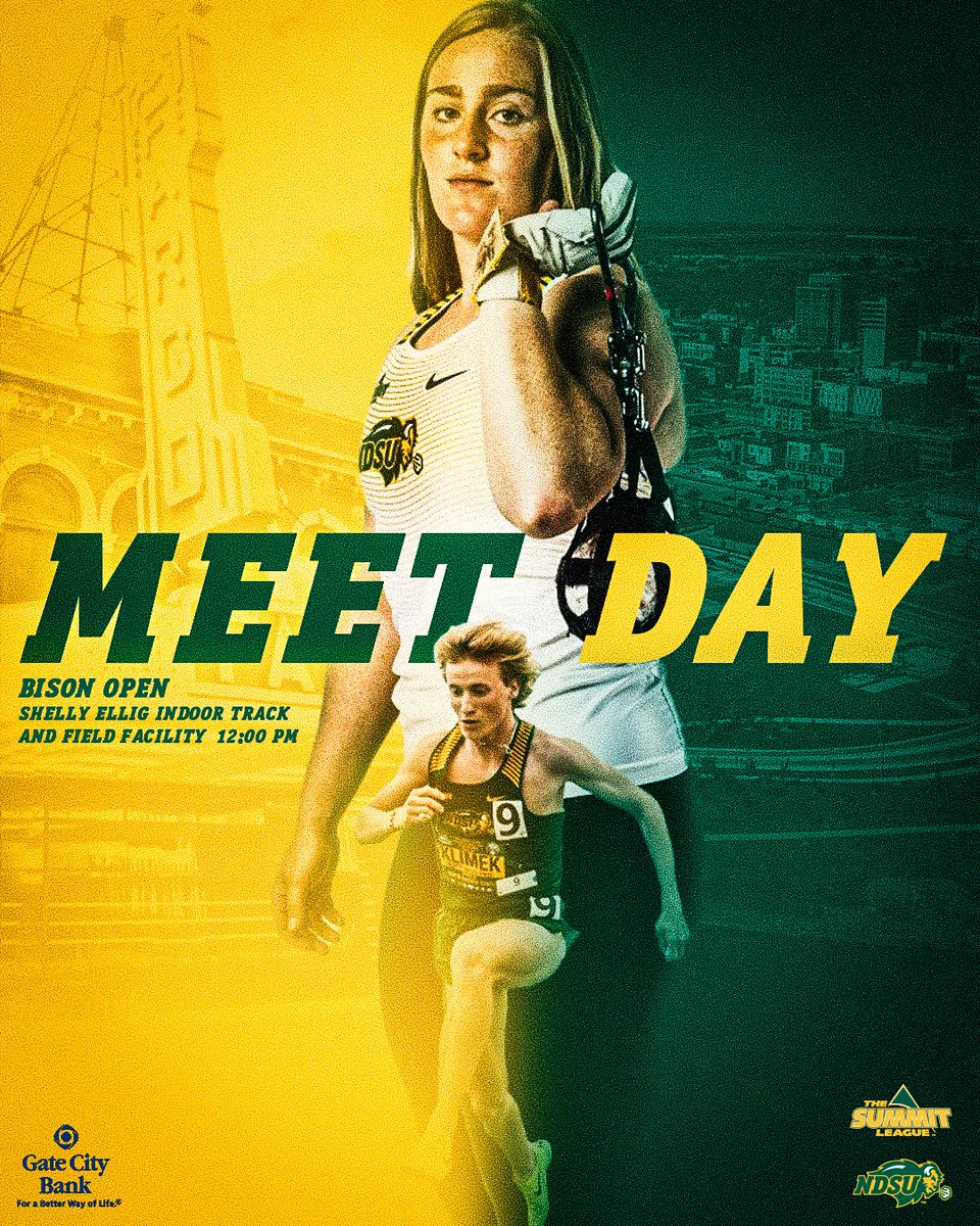 NDSUTrackField's tweet photo. Back in Town, Back in Action

Bison Open
⏰: 12:00 PM
📌: Fargo, ND
🏟️: Shelly Ellig Indoor Track and Field Facility
📊: https://t.co/pKqbY9s7St https://t.co/m98ojMYtlb