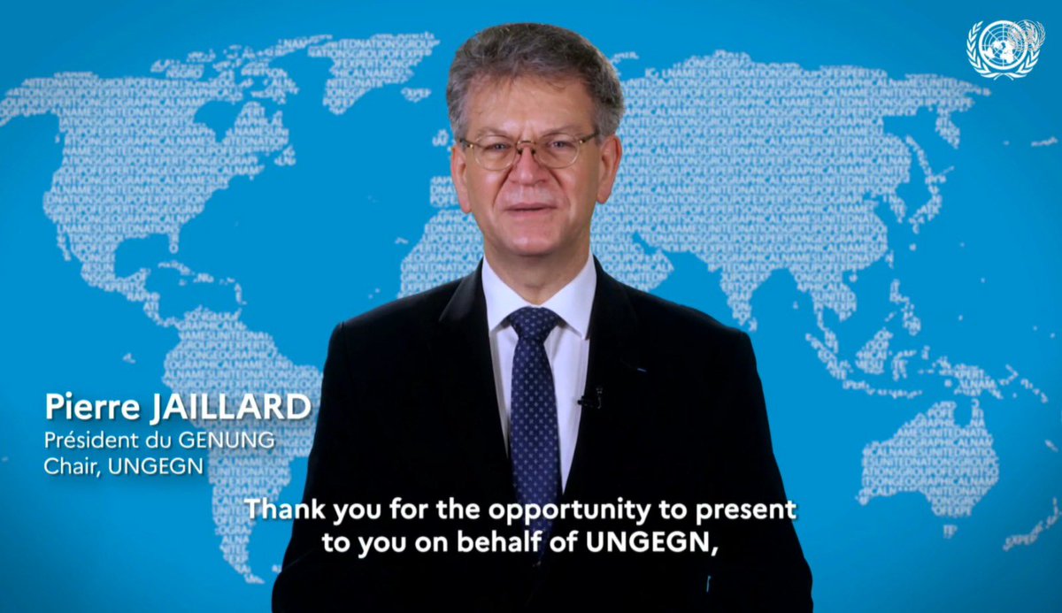 UNGEGN's Chair today delivered a video statement at ECOSOC Coordination Segment. This is the link on UN webtv at time stamp -01:46:50  webtv.un.org/en/asset/k1i/k…