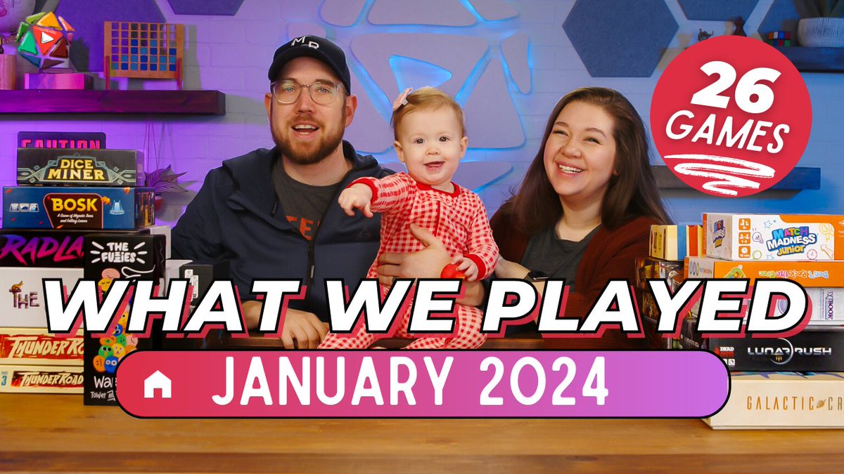 We played 26 different games in January - check out what hit the table with Daniel, Alison, and Emma!  Cutness guranteed!!  youtu.be/-hg1xGVVqfc