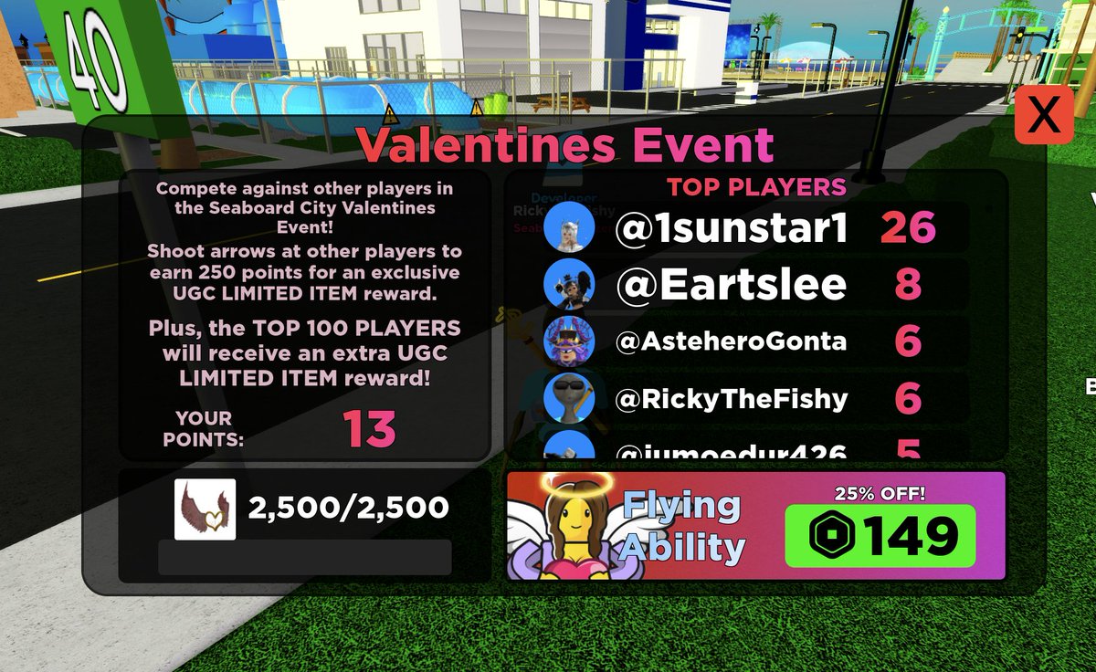 ❤️UGC LIMITED EVENT❤️

🏹 Play to earn the exclusive UGC Limited Friendship Wings!

Plus compete for an additional GRAND PRIZE for the top 100 players!

+ VALENTINES DAY ITEMS AND MORE! 

roblox.com/games/54073965… only on #Roblox #RobloxUGC #UGCLimited
