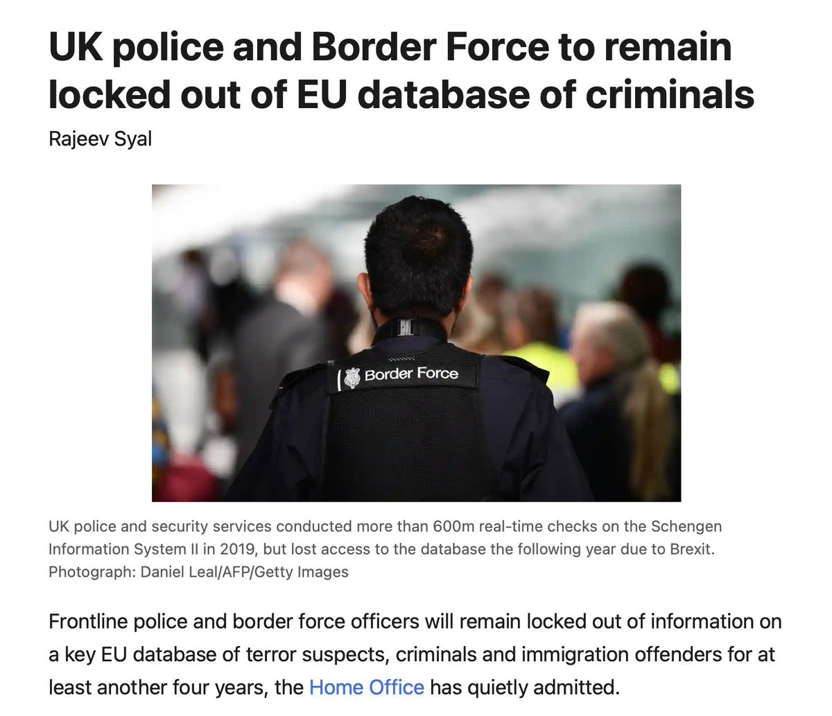 @certual @Jenx123_ Brexit made it easier for foreign criminals to enter the UK unchecked. Cuts to Border Force & the Police have made a bad situation far worse.
Still think Brexit was a good idea?
#ToryBrexitBrokeBritain