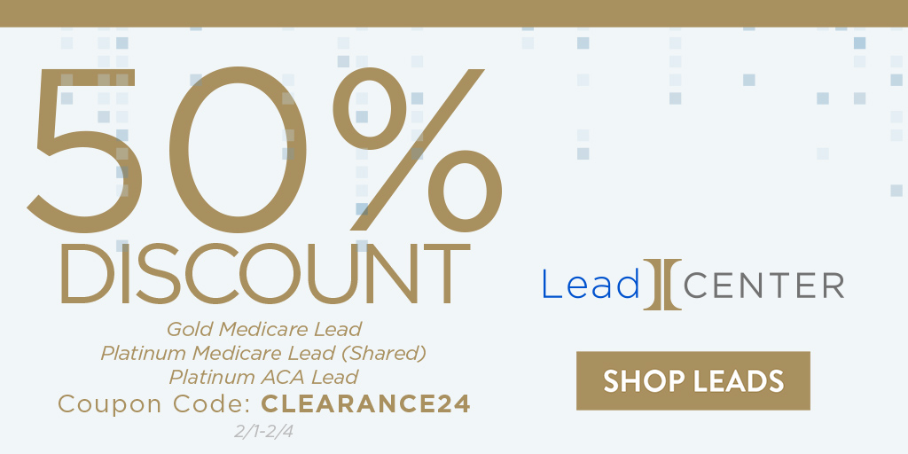 IMGLeadCENTER's tweet photo. 50% OFF Gold Medicare Leads, Platinum Medicare Leads (Shared) and Platinum ACA Leads — only in LeadCENTER! Use code CLEARANCE24 until 11pm CT on February 4th! https://t.co/bsQYh1q5Dr

#IntegrityLeadCENTER #IntegrityTechnology #SuiteOfSolutions #Insurtech #IntegrityAgents https://t.co/UPAvJxRSll