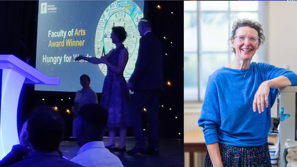 The Faculty of @UoNArtsaward goes to “Hungry for Words: Creative approaches to shape healthcare and address health inequalities.” Project lead, Prof Heike Bartel, School of Culture, Languages &amp; Area Studies, collects the award from PVC Prof Jeremy Gregory
 <a href="/CLASUoN/">CLAS UoN</a>
  #KEIawards