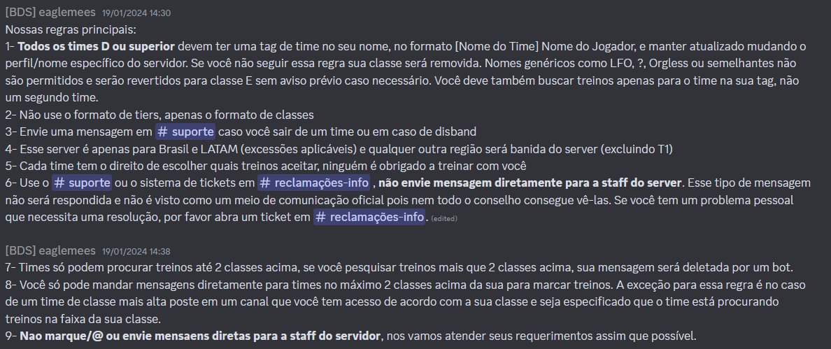 🇧🇷O RCS BR está aberto, entre pelo link abaixo! Para ter acesso completo no servidor leia as regras e anúncios feitos. Você pode encontrar algumas de nossas regras dentro do servidor na imagem abaixo