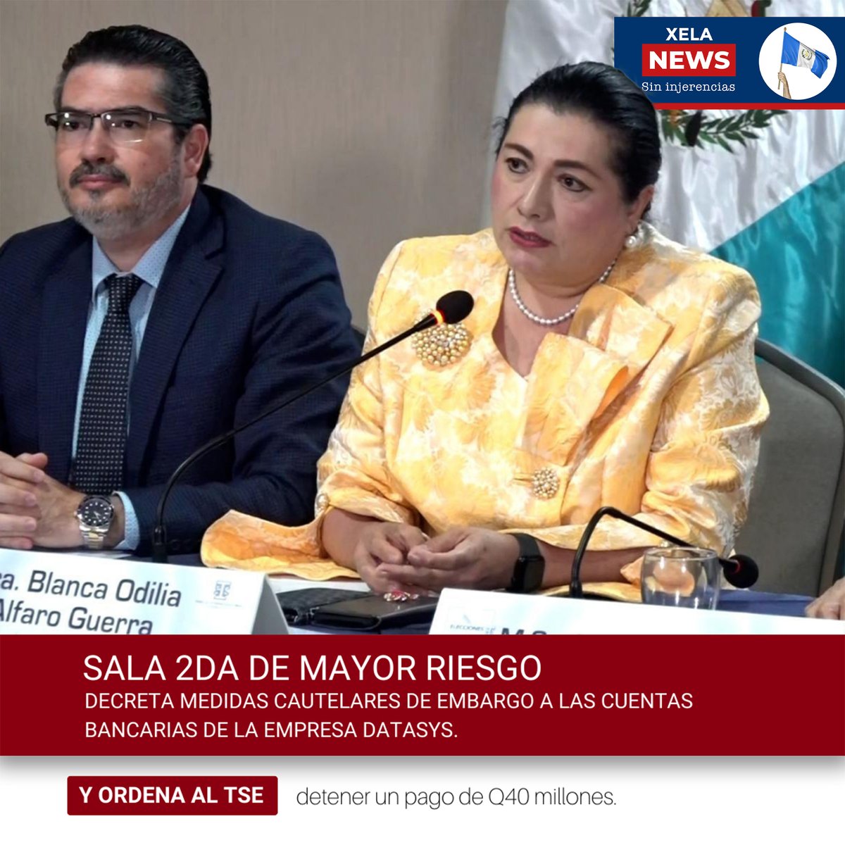 XelaNewsGt's tweet photo. #UltimaHora La Sala Segunda de Mayor Riesgo  acepta apelación del @MPguatemala, decreta el embargo de las cuentas de #DATASYS, la empresa que estuvo detrás del #FraudeElectoralGt y le ordena al @TSEGuatemala detener un pago de Q40MILLONES.
#XelaNewsGt 🇫🇷
Noticias sin injerencias. https://t.co/hJryClr0K9