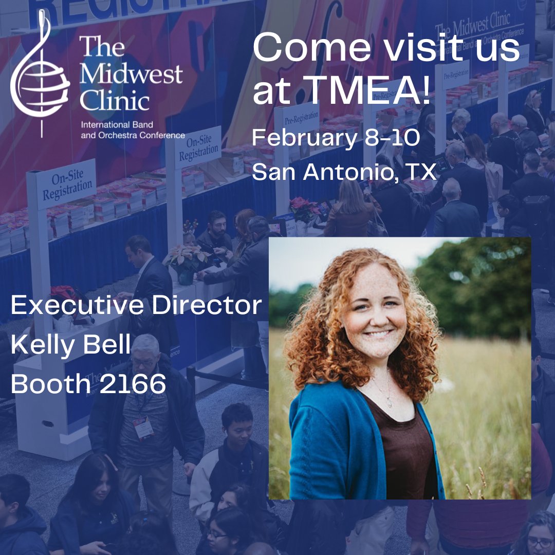 Come visit us at the TMEA Clinic next week! Executive Director Kelly Bell will be at Booth 2166 to answer all your questions about applying to perform or present a clinic, what the Midwest Clinic is all about, and special opportunities for early-career professionals & students.