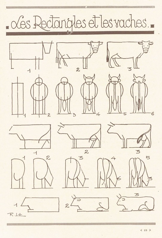 NaoCasanova's tweet photo. LES ANIMAUX TELS QU'ILS SONT es un viejo libro (1930) de Robert y Léon Lambry que ilustra cómo dibujar animales a partir de determinadas figuras geométricas.
La verdad es que lo pone muy fácil.

Tiene 97 páginas, recogidas en la wikipedia y en este álbum:
https://t.co/TAMpwFebcC https://t.co/qJBt1kNbmZ