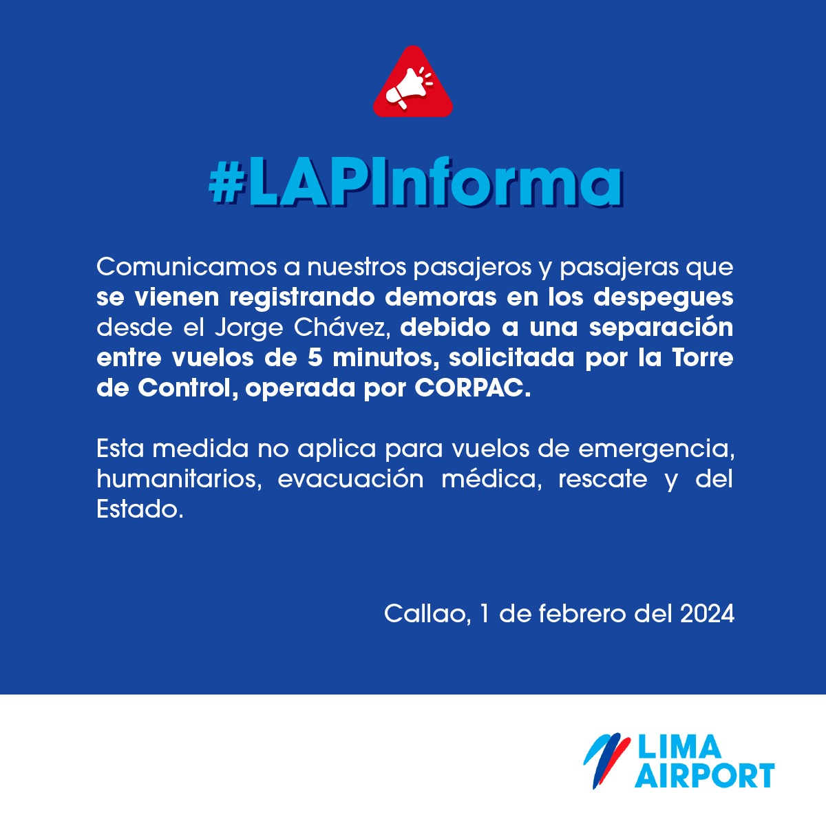 AeroJorgeChavez's tweet photo. 🚨#LAPInforma🚨
Sobre los vuelos desde el Aeropuerto Internacional #JorgeChávez✈, comunicamos lo siguiente👇🏾 https://t.co/3wVAfNJY6g