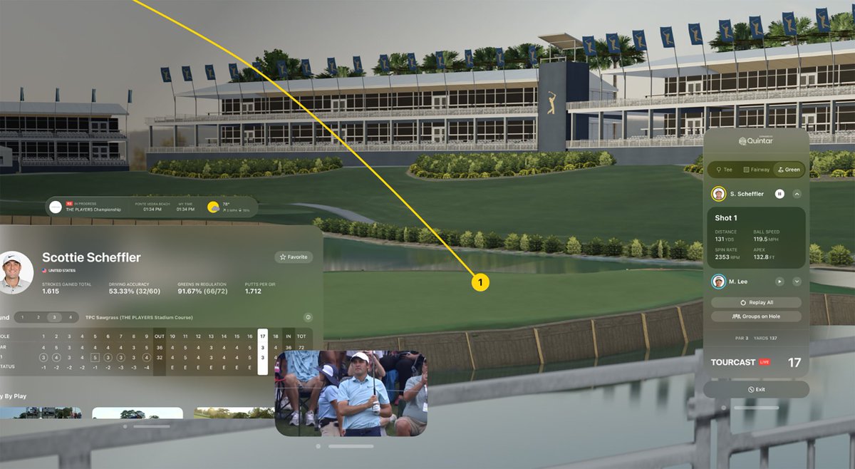 NUCLRGOLF's tweet photo. 🚨🥽⛳️ Apple and the PGA TOUR announce that shot tracking and real time stats are coming to the Vision Pro headset via a new app called PGA TOUR Vision. Will you be picking up a pair of the $3500 goggles  to enhance your golf viewing? https://t.co/Zp60VrDlRW