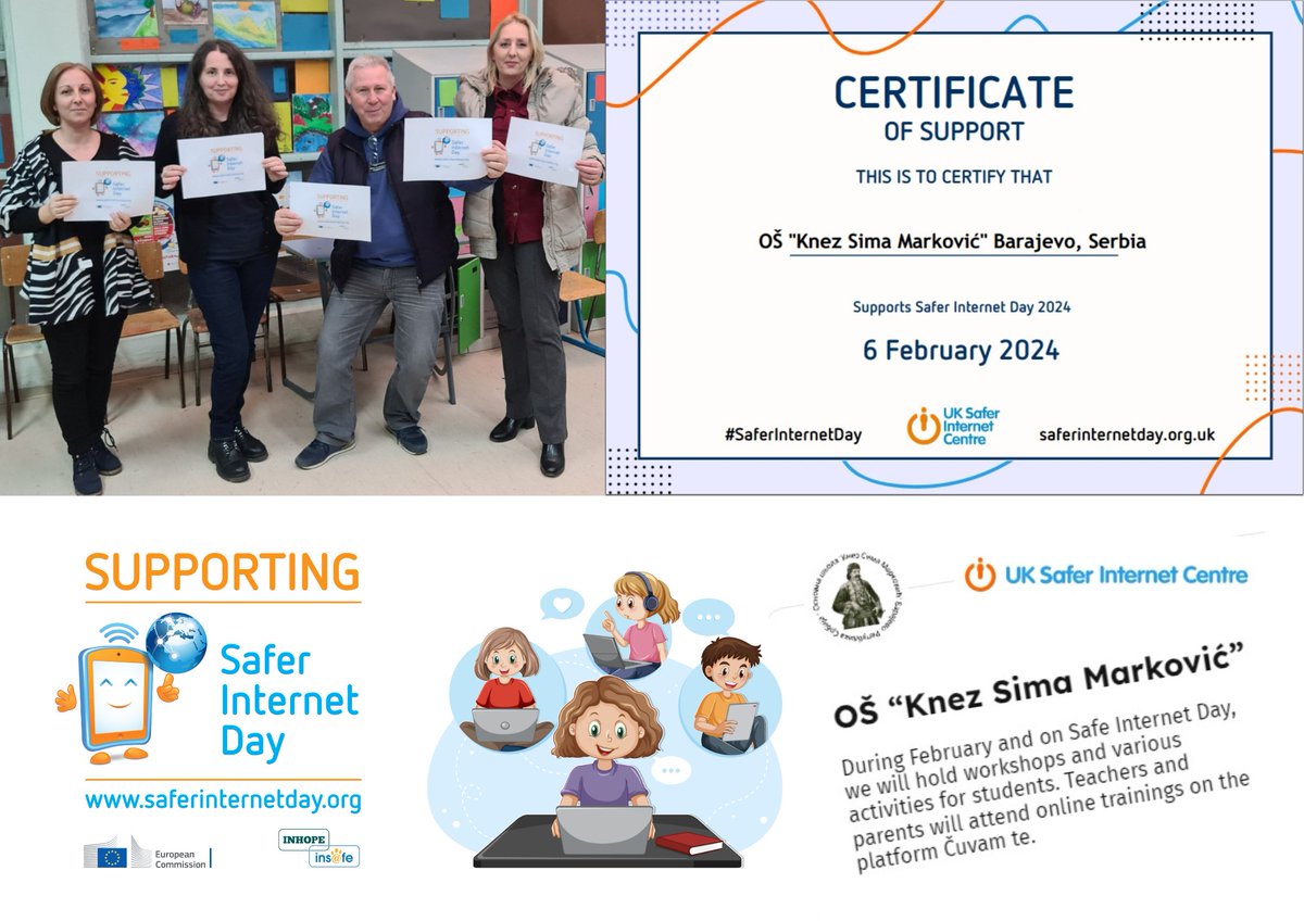 Members of the team for ensuring the quality and development of the institution #OŠKnezSimaMarković are supporting  #SaferInternetDay #SID2024
Together for a better internet! <a href="/UK_SIC/">UK Safer Internet Centre</a> <a href="/safeinternetday/">Safer Internet Day</a> <a href="/MINprosvete/">Министарство просвете</a> <a href="/BiljaPopovic/">Biljana Popović</a> <a href="/cnzdsrbija/">CNZD.RS</a>