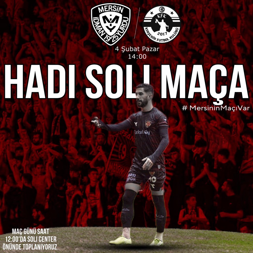 SoliTayfaDevils's tweet photo. Hadi Soli Maça!

🆚 Kırşehir FK
🕑 14:00
🗓️ 4 Şubat Pazar
🏟️ Mersin Arena

#MersininMaçıVar https://t.co/eLhIxHcD3z