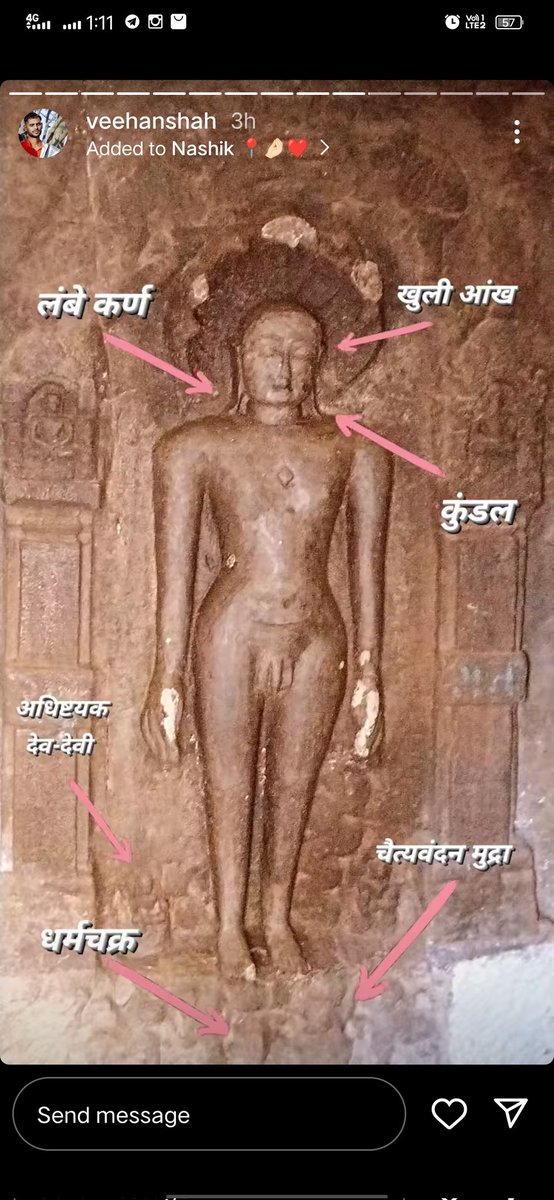 prathammx's tweet photo. Clear Digambar Jain pratimaji is visible but this fool has his own theories and is trying to convert the place 😔 #StopConvertingJainTirth https://t.co/tgYIWXYZJU