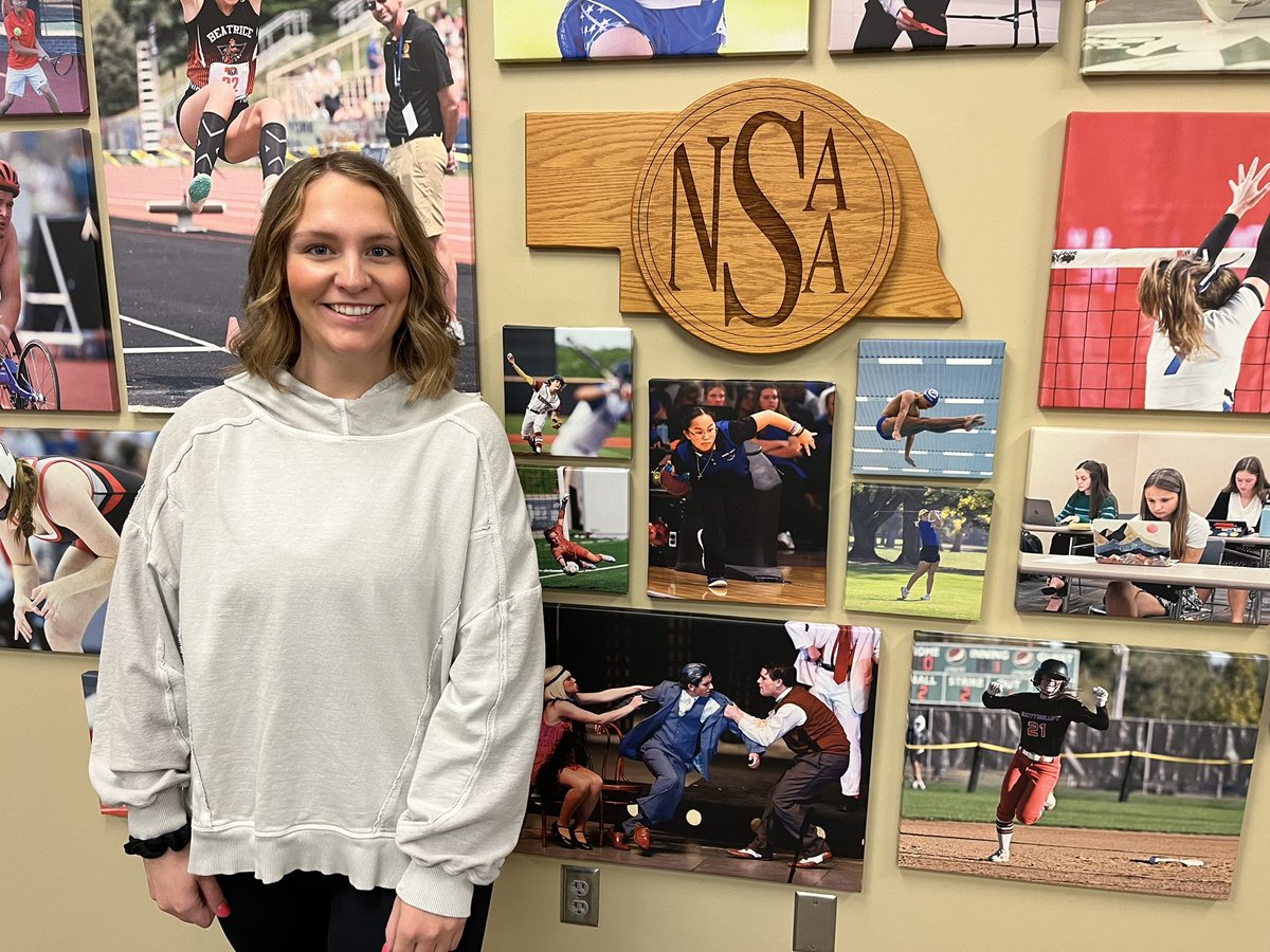 nsaahome's tweet photo. Welcome new NSAA intern, Laney, a sophomore at the University of Nebraska-Lincoln! #nebpreps https://t.co/enYcz8Tgb3
